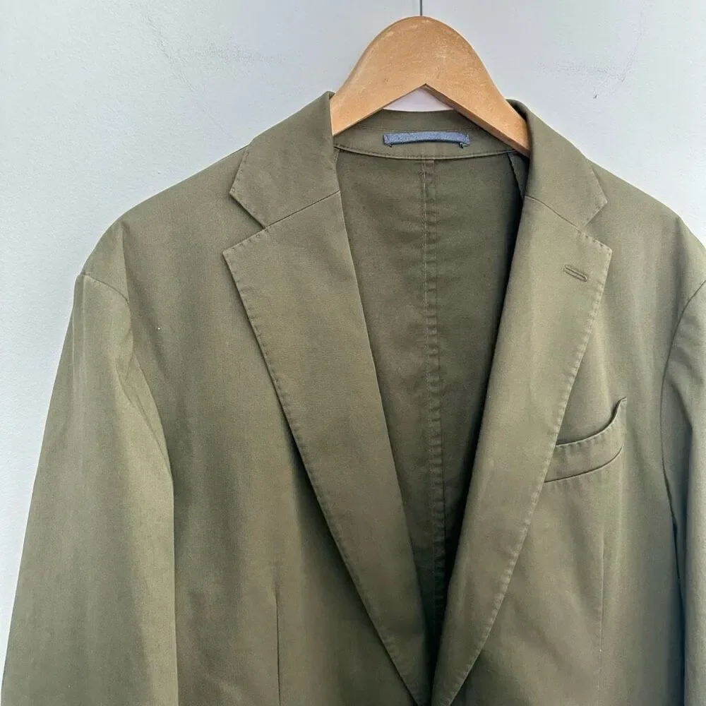 Moss 1851 Men’s Organic Cotton Blend Olive Green Tailored Ankle Pant Suit DIFFER